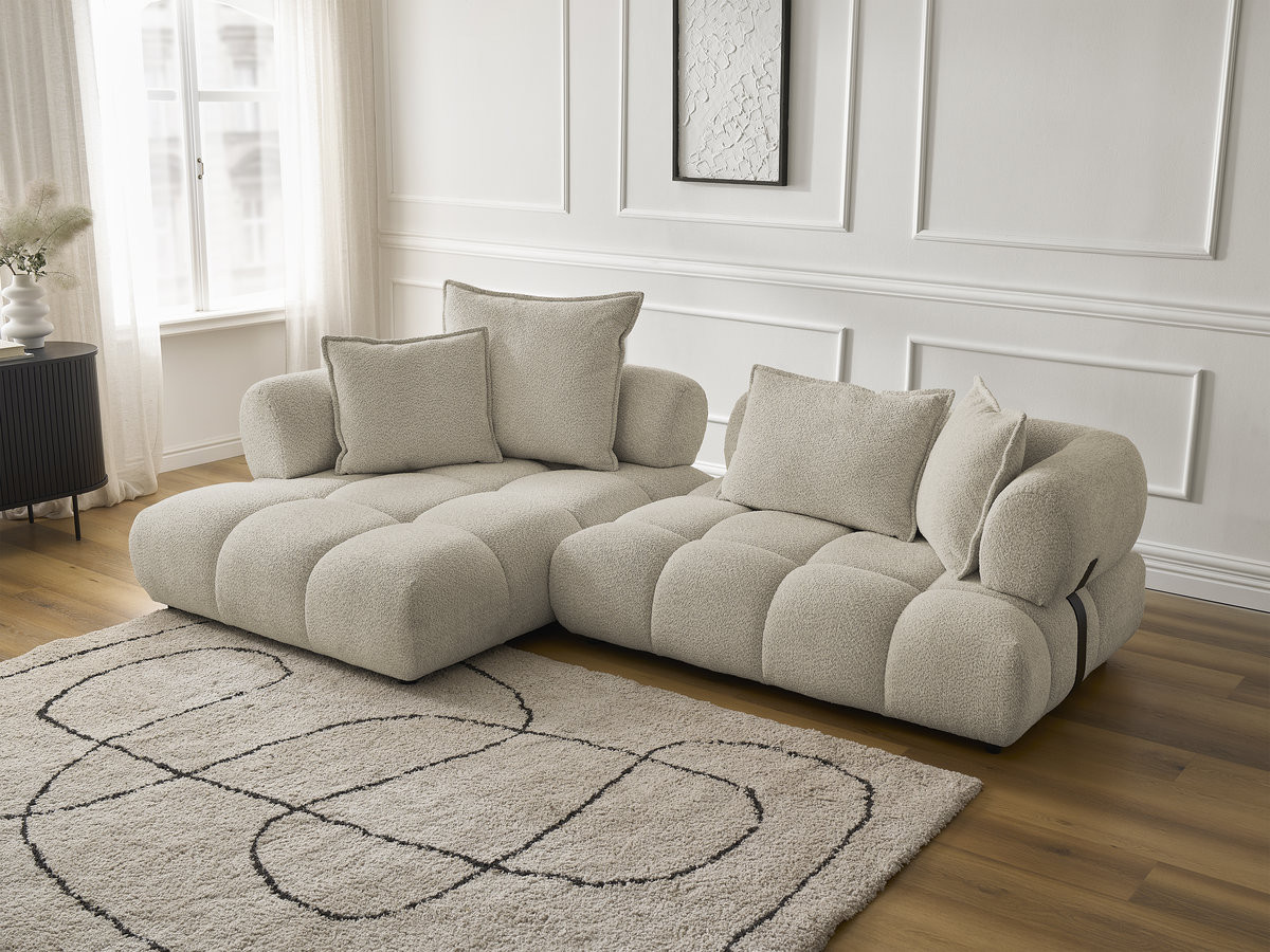 Bobochic Alya Ecksofa Bouclé-Stoff Beige Ecke links