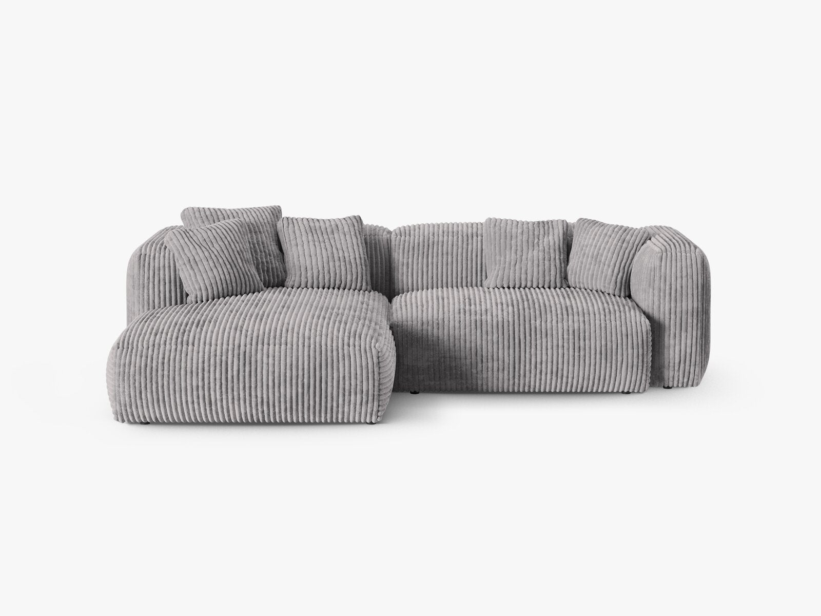 Micadoni Ecksofa Martina 2-Sitzer 90cm Sitztiefe Links Kord Tilia Hellgrau