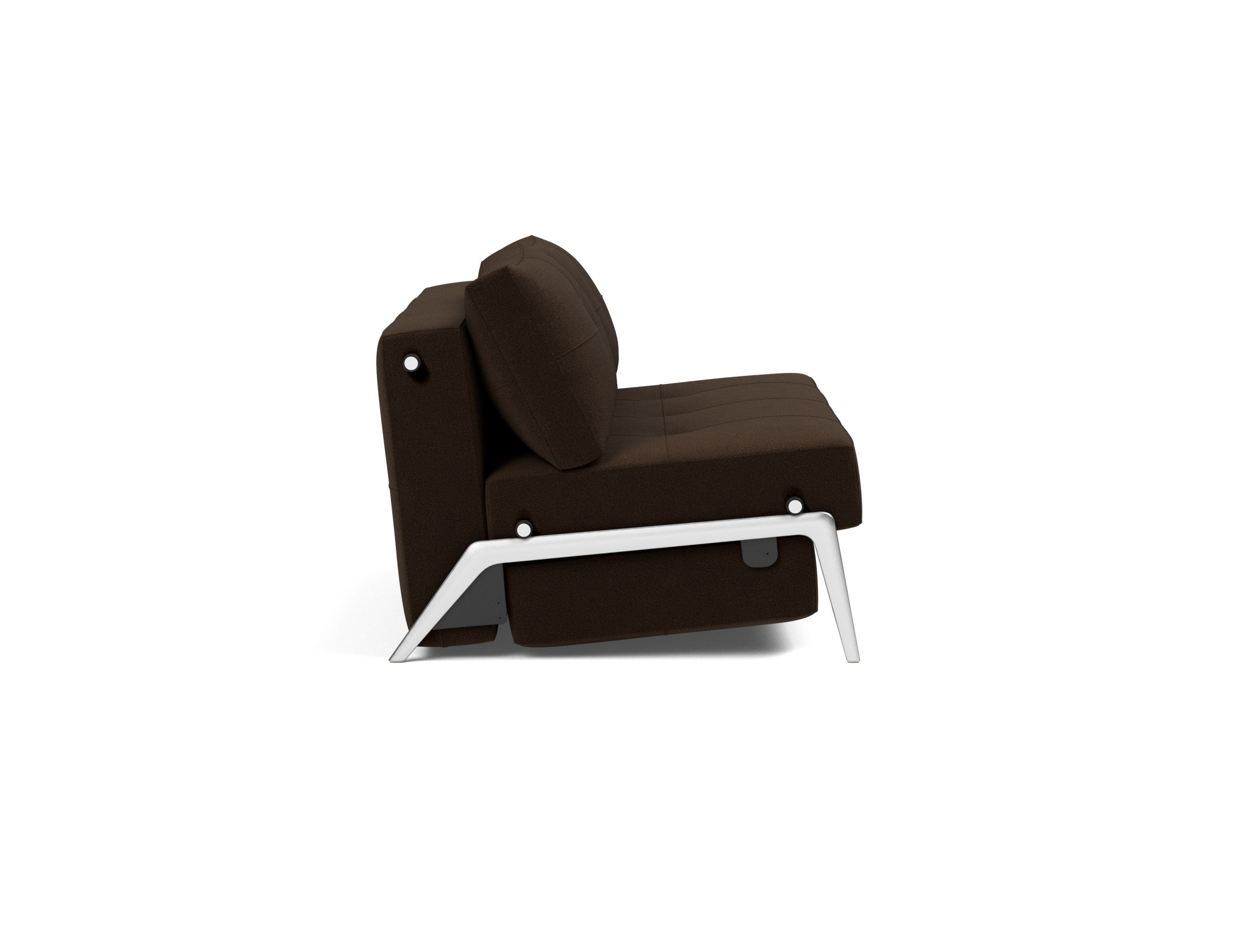 Schlafsofa Cubed 140 Strukturierter Stoff Taura 358-Chocco Beine Aluminium