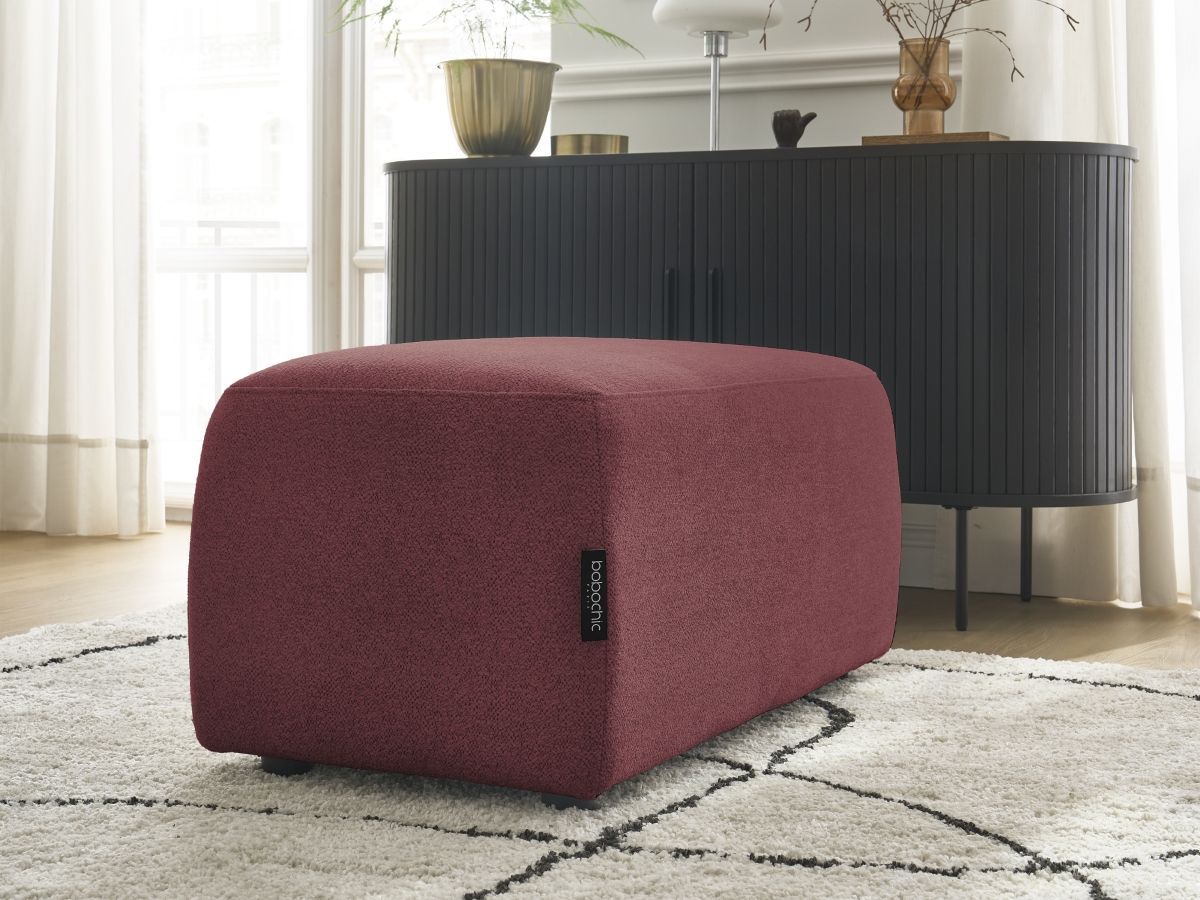 Bobochic Atilla Pouf Melange-Stoff Rot