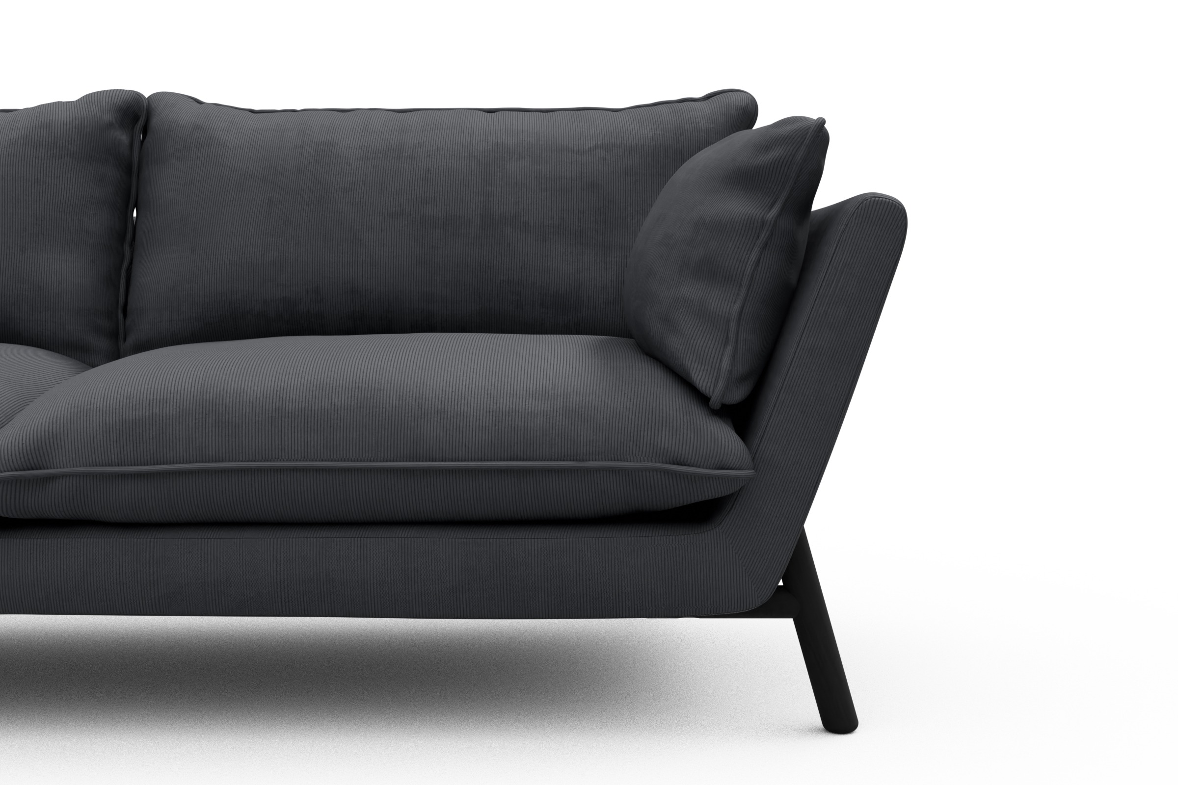 Sofa Emil PREMIUM 3-Sitzer Beinfarbe Eiche Schwarz Cordufine-Slate-Grey