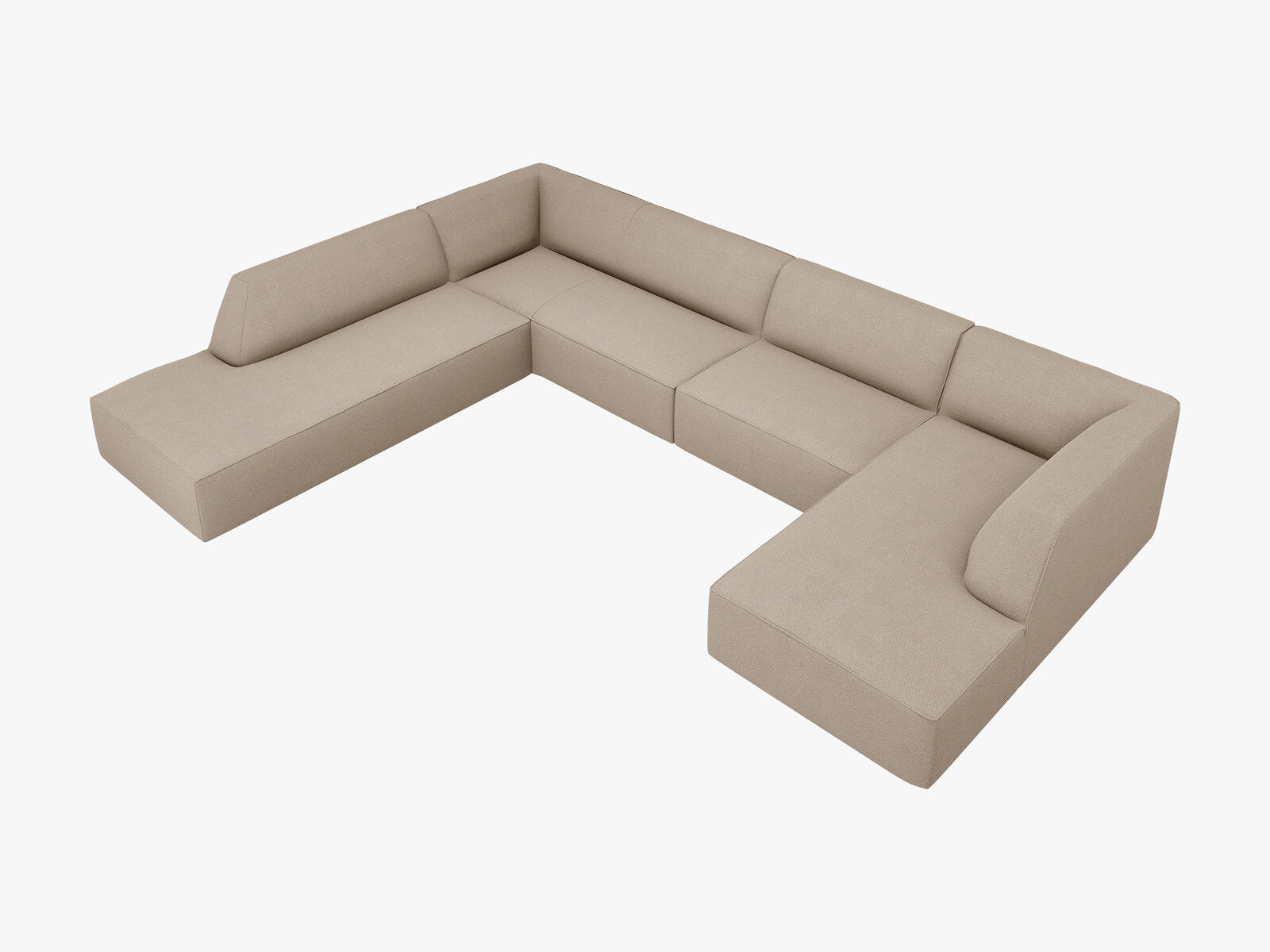 Micadoni Panorama-Ecksofa Ruby 7-Sitzer Links Strukturierter Stoff Ottawa Dunkelbeige