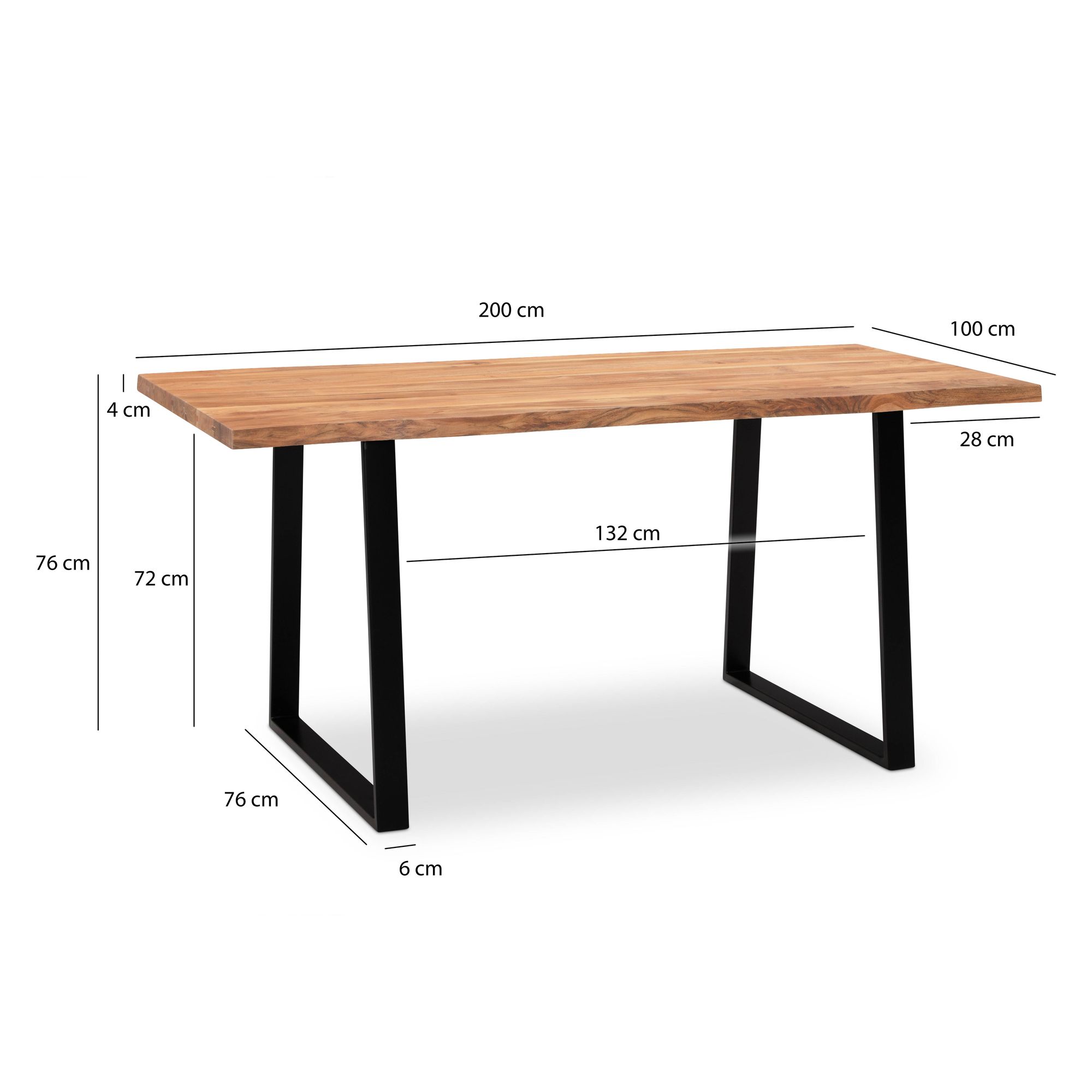 Schreibtisch Laukvik Akazie Massivholz 200 × 100 × 76 cm