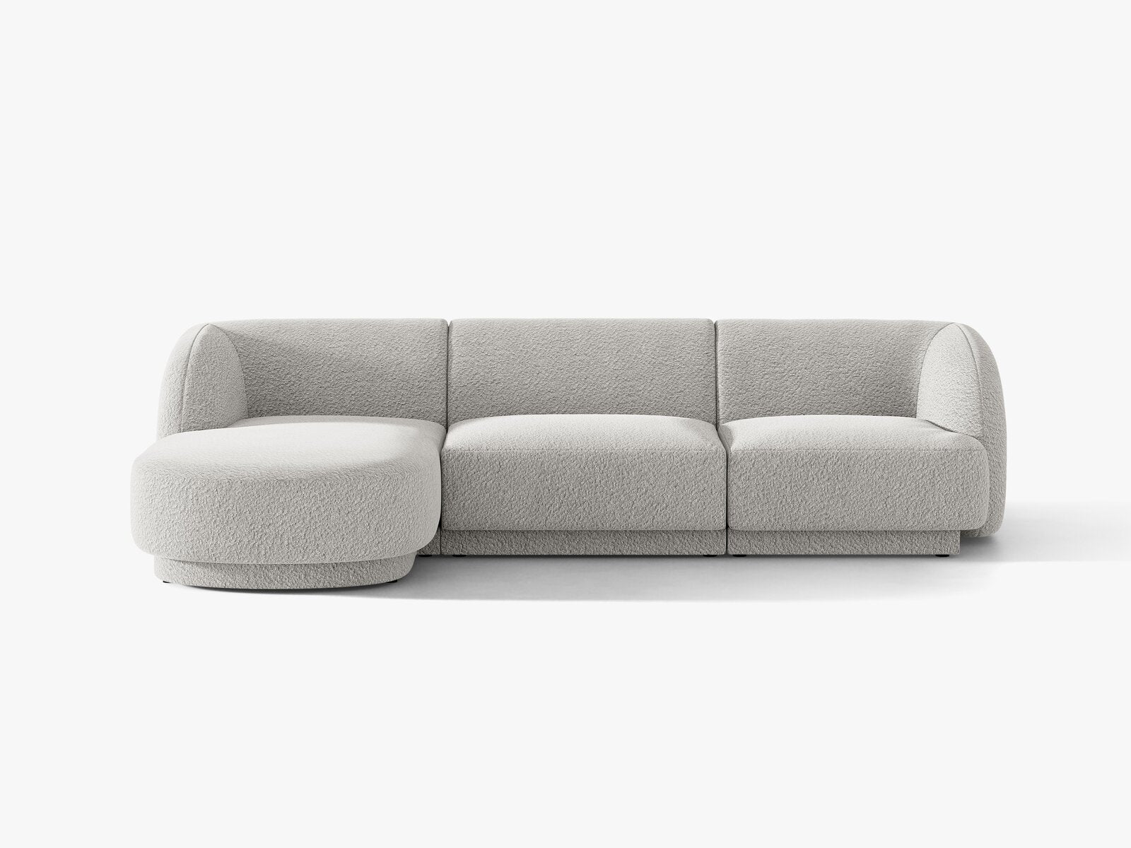Micadoni Ecksofa Miley 4-Sitzer Links Boucle Baloo Hellgrau
