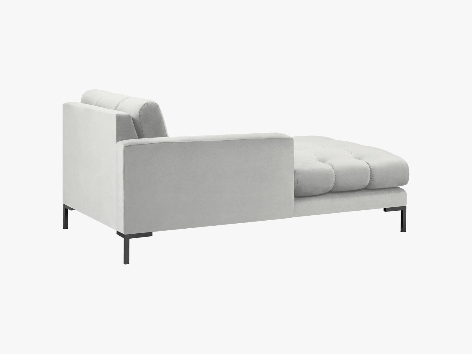 Micadoni Recamiere Mamaia 1-Sitzer Links Samt Bluvel Silber schwarze Beine