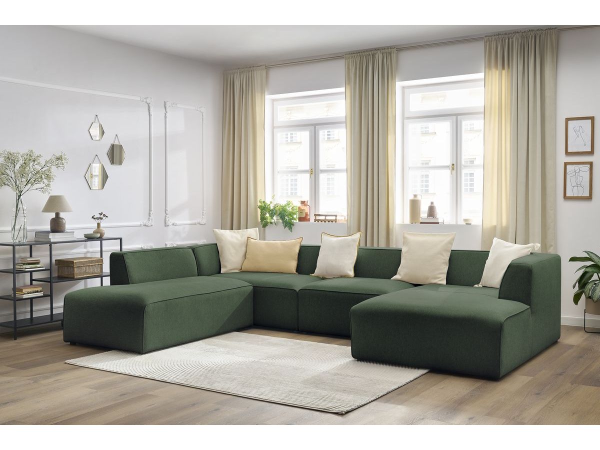 Bobochic Megeve Wohnlandschaft Melange-Stoff Grün Ecke rechts