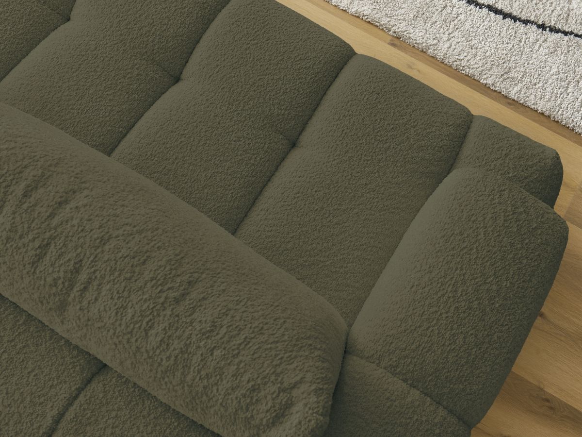 Bobochic Fuji Schlafsofa 3-Sitzer mit Bettkasten Bouclé-Stoff Grün