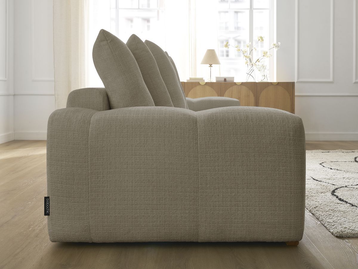 Bobochic Anakin Sofa 3-Sitzer, 6 Kissen Strukturstoff Taupe