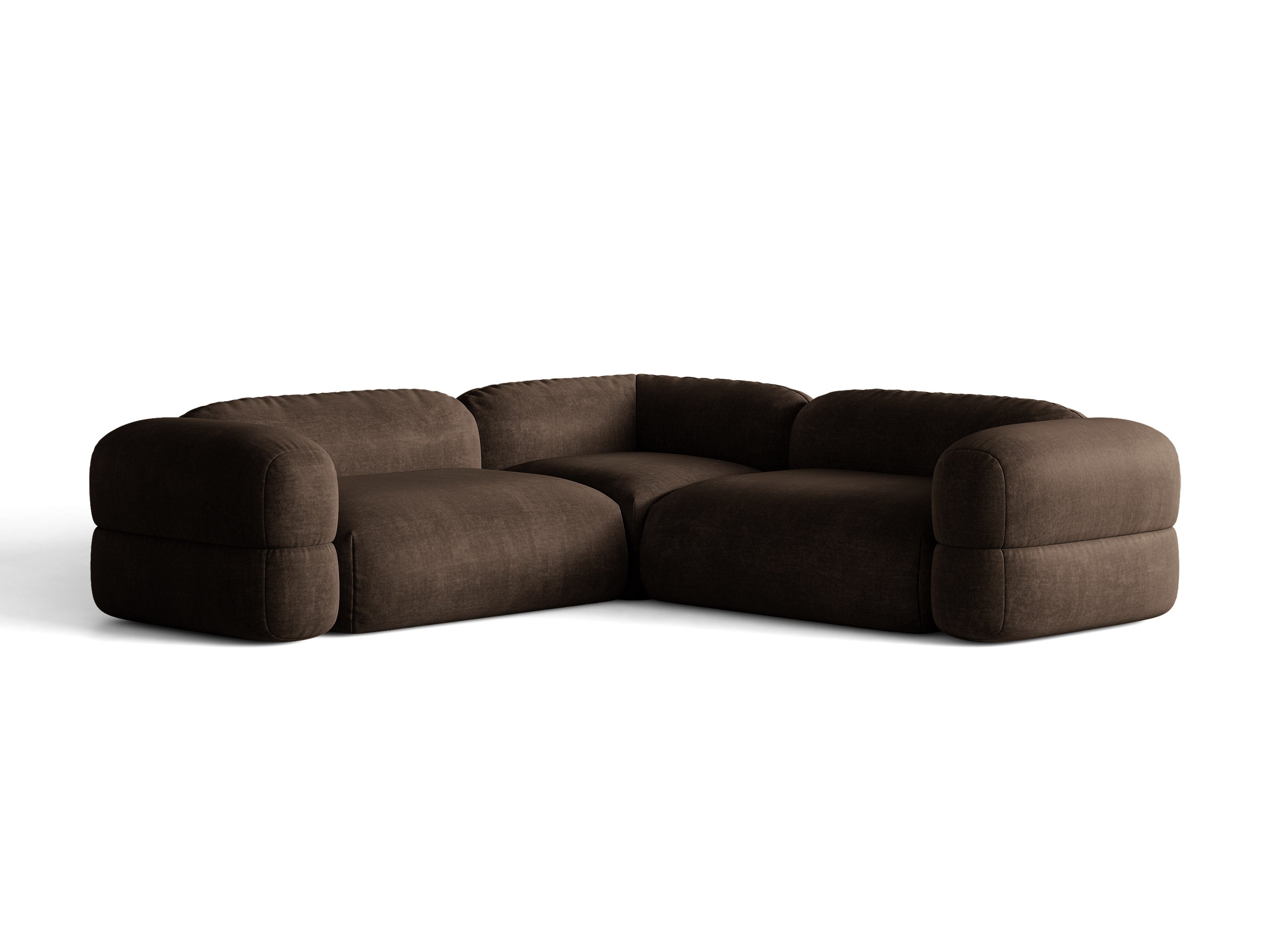 Micadoni Symmetrisches Ecksofa Luno 5-Sitzer Samt Vogue Schokolade