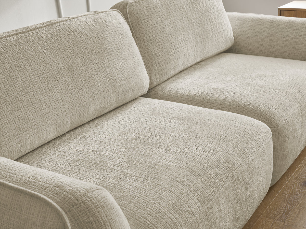 Bobochic Denise Schlafsofa 3-Sitzer mit Bettkasten Strukturstoff Beige