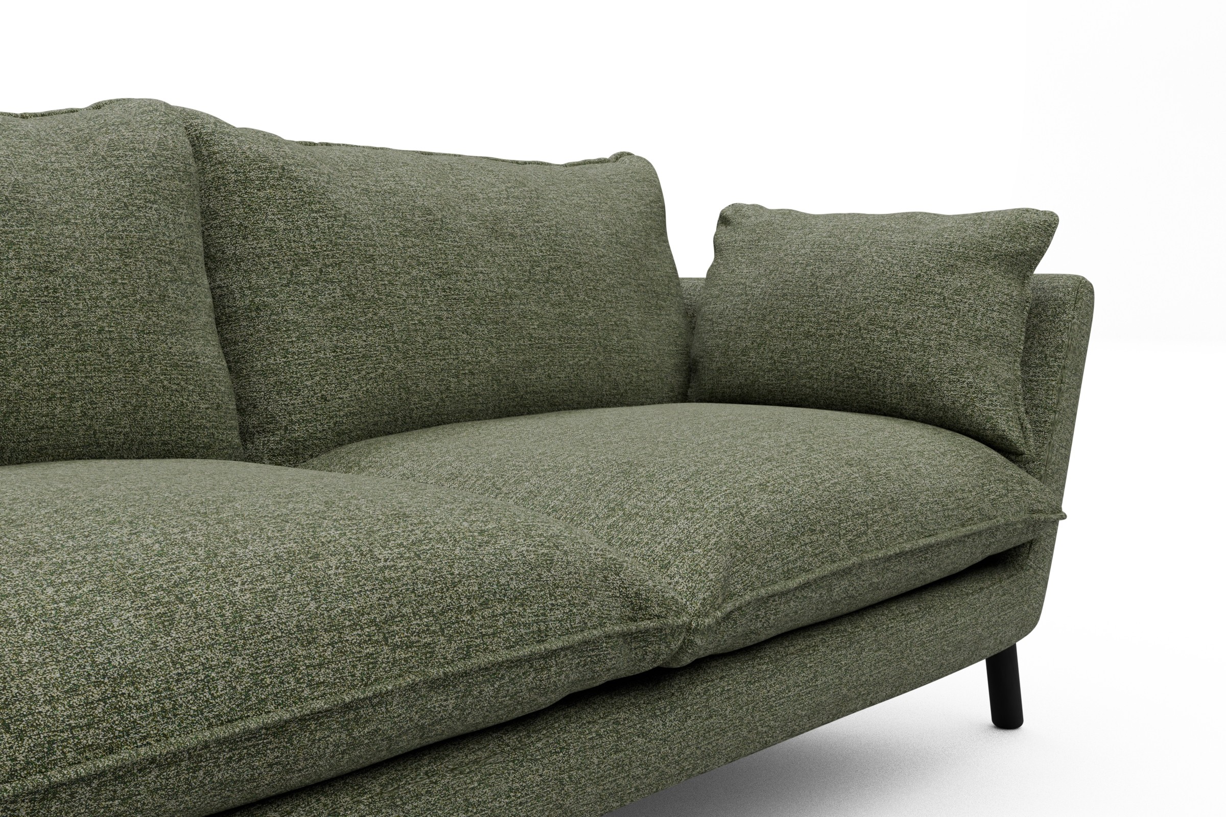 Sofa Emil Soft 2-Sitzer Beinfarbe Eiche Schwarz Boucle Carreno 775-Vivid-Green