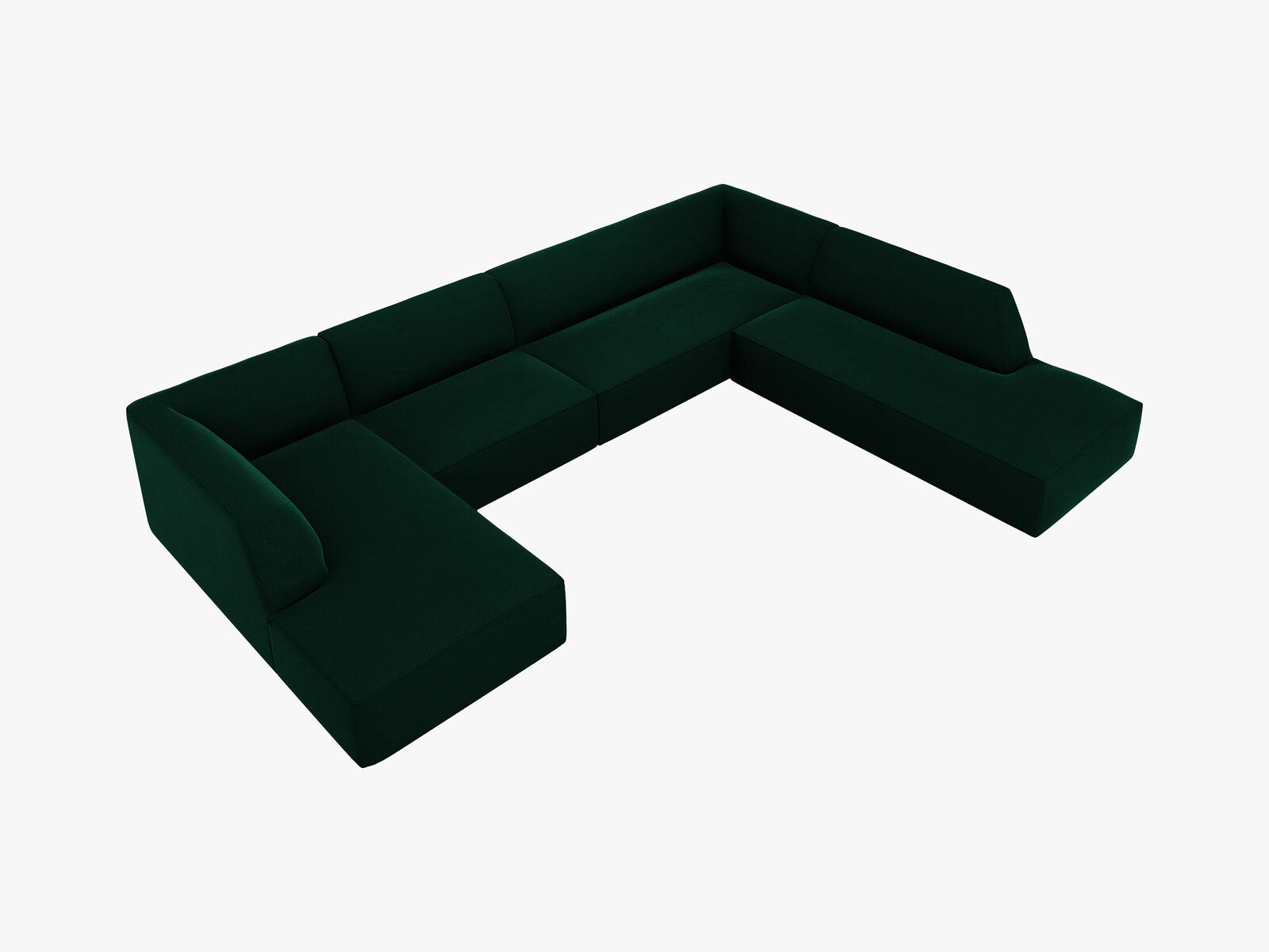 Micadoni Panorama-Ecksofa Ruby 7-Sitzer Rechts Samt Salvador Flaschengrün