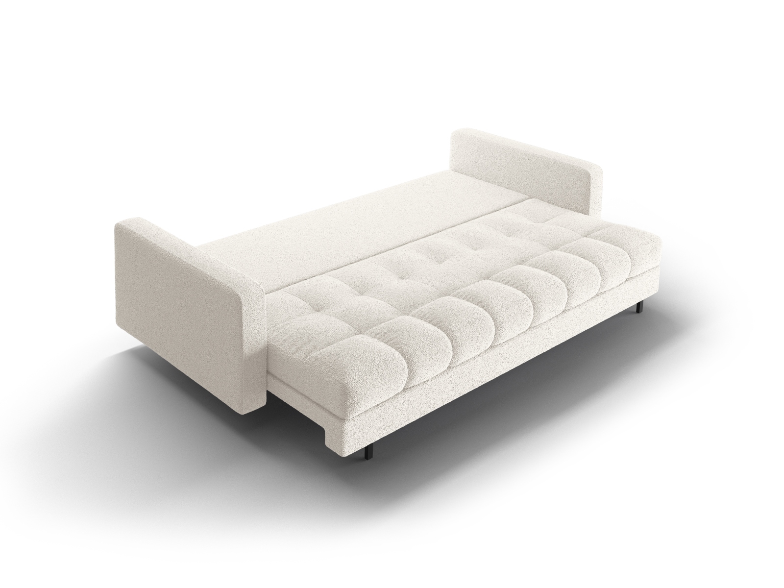Cosmopolitan Design Schlafsofa Bali 3-Sitzer mit Bettkasten Boucle Baloo Weiß