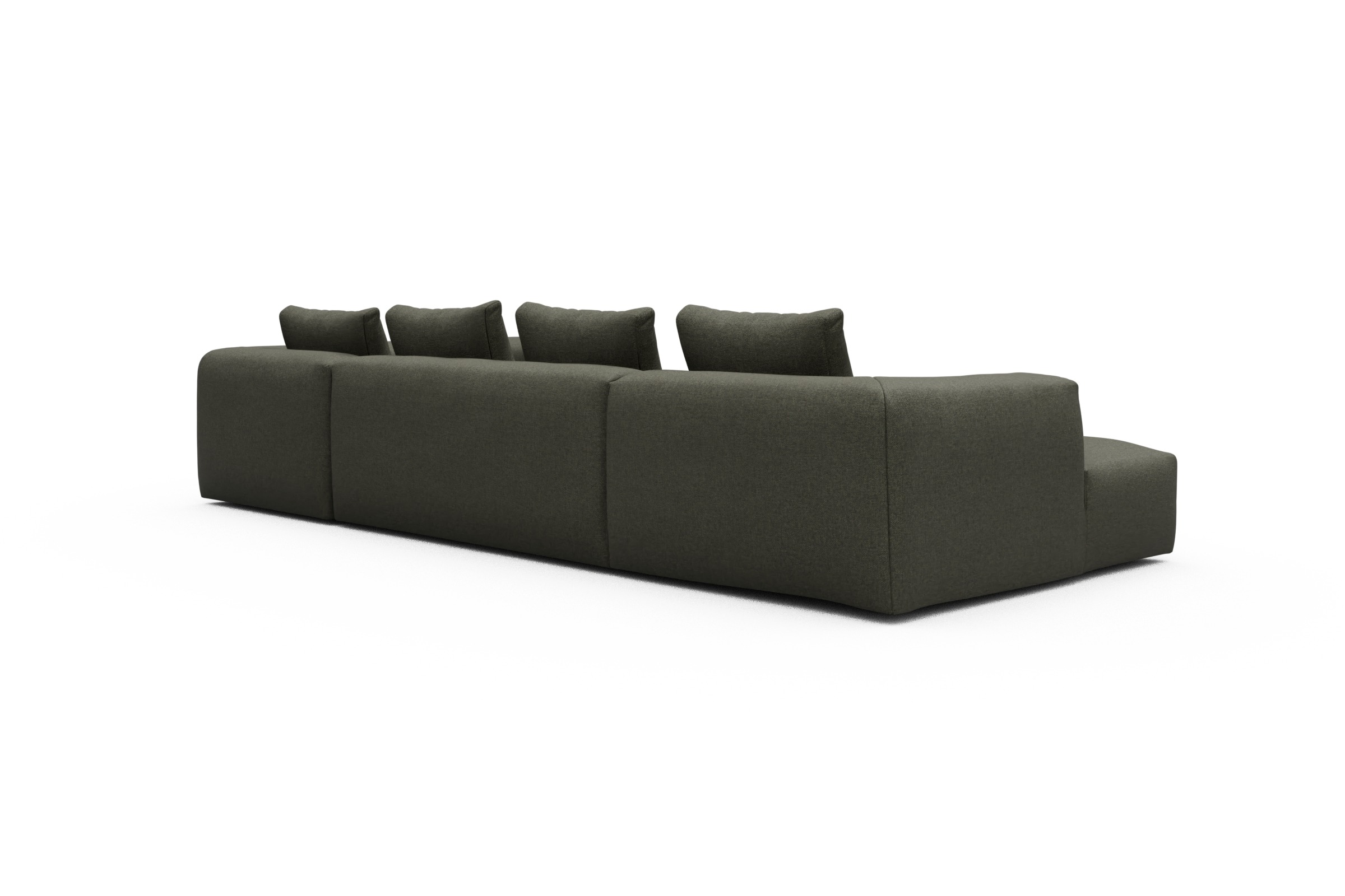 Wohnlandschaft Fred Chaiselongue links mit 2-Sitzer und lange Armlehne rechts Sama-Winter-Moss