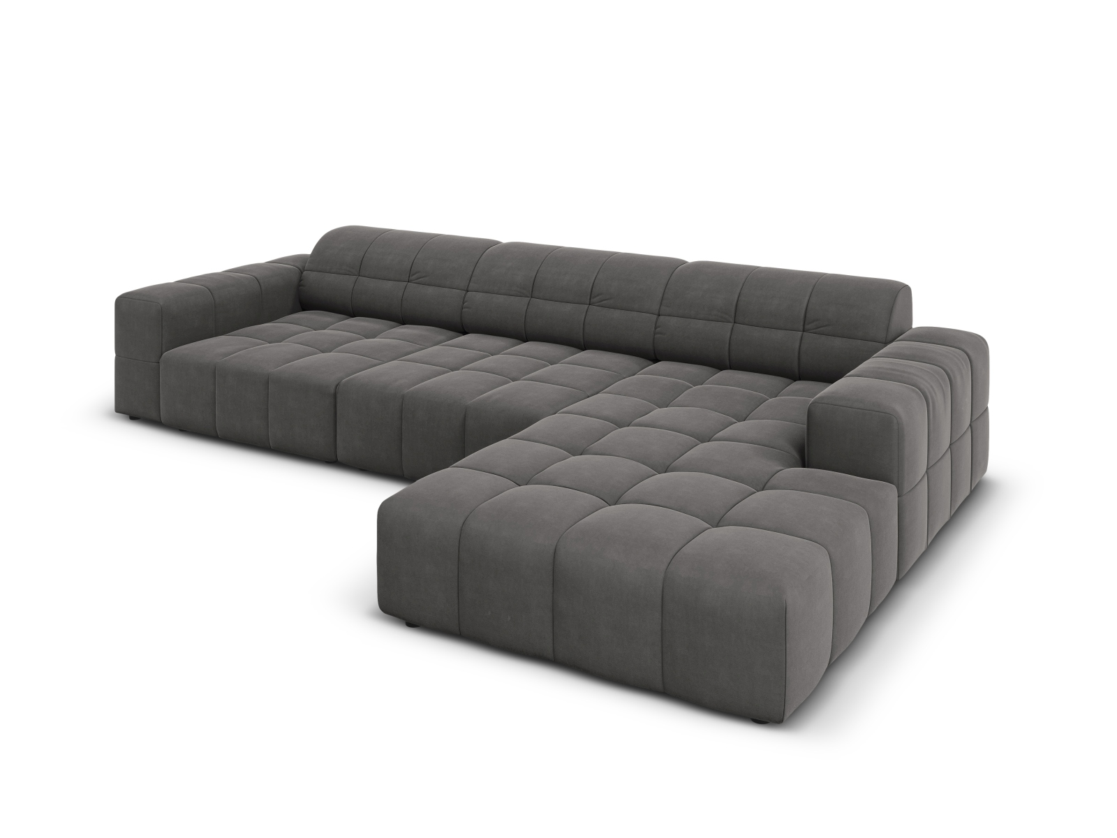 Cosmopolitan Design Ecksofa Chicago 4-Sitzer Samt Bluvel Grau Rechts