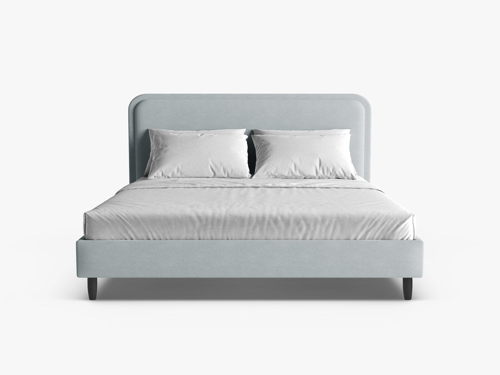 Micadoni Stauraumbett mit Kopfteil Aveline Strukturierter Stoff Wind Satin Blau 160x200