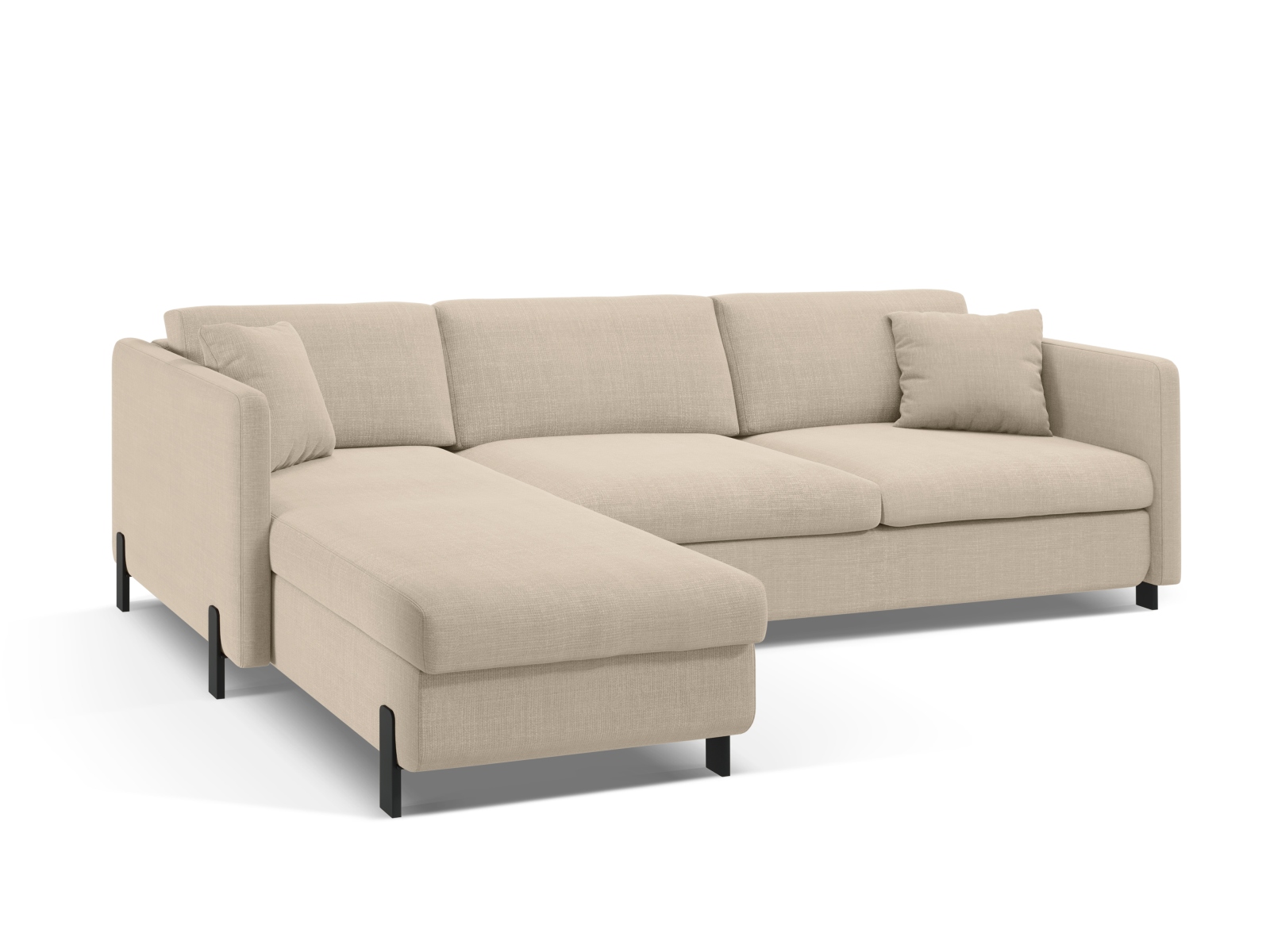 Micadoni Schlaf-Ecksofa Gloria 4-Sitzer Links Strukturierter Stoff Beige 205x140