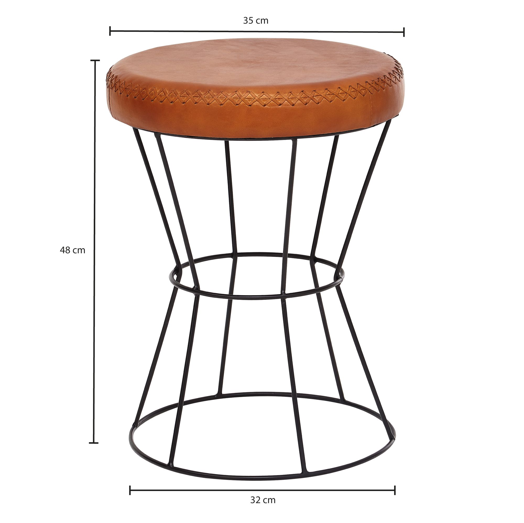 Sitzhocker Tversted Metall Braun Ø 35 cm