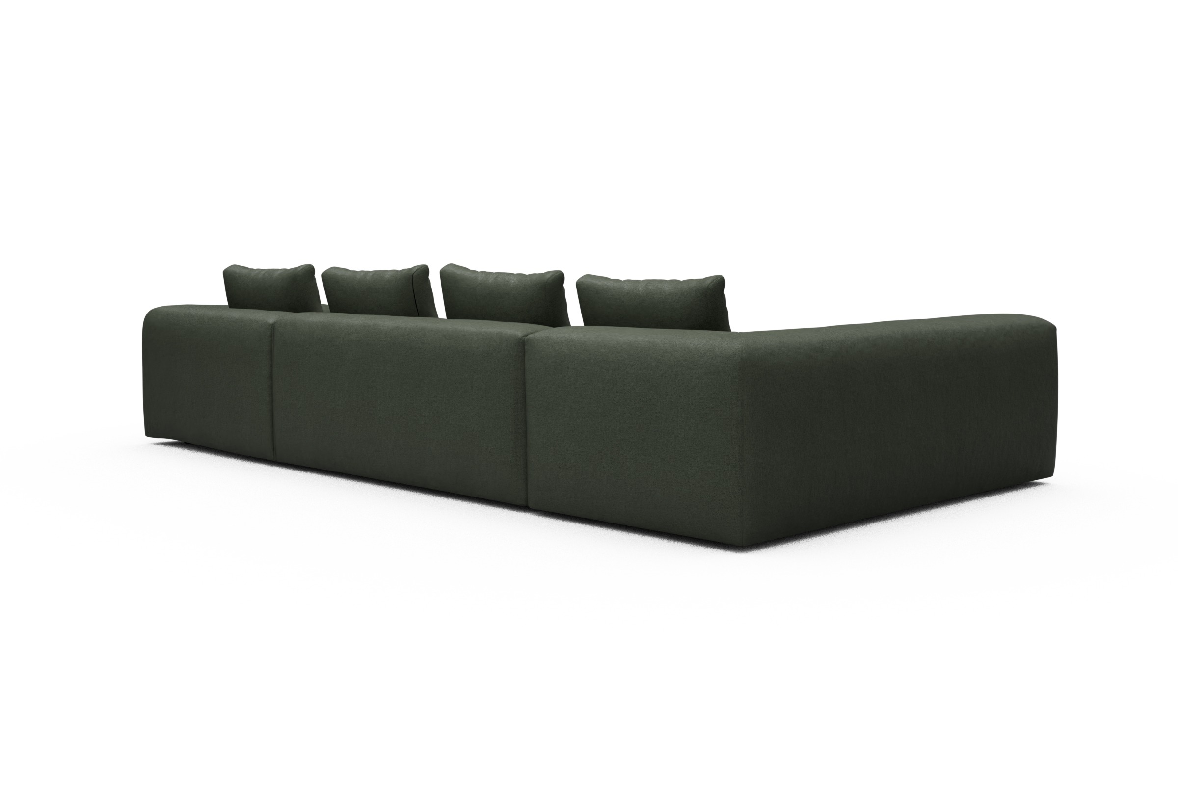 Wohnlandschaft Fred Chaiselongue rechts mit 2-Sitzer und lange Armlehne links Denari-Forest-Green