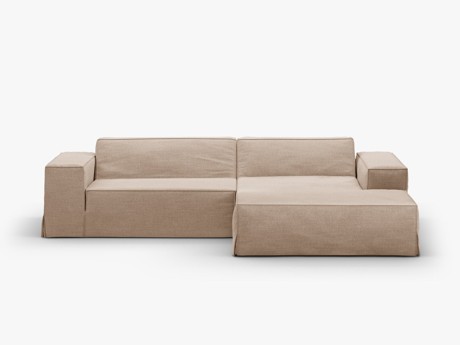Micadoni Ecksofa Jodie 3-Sitzer Rechts Strukturierter Stoff Lins Sand