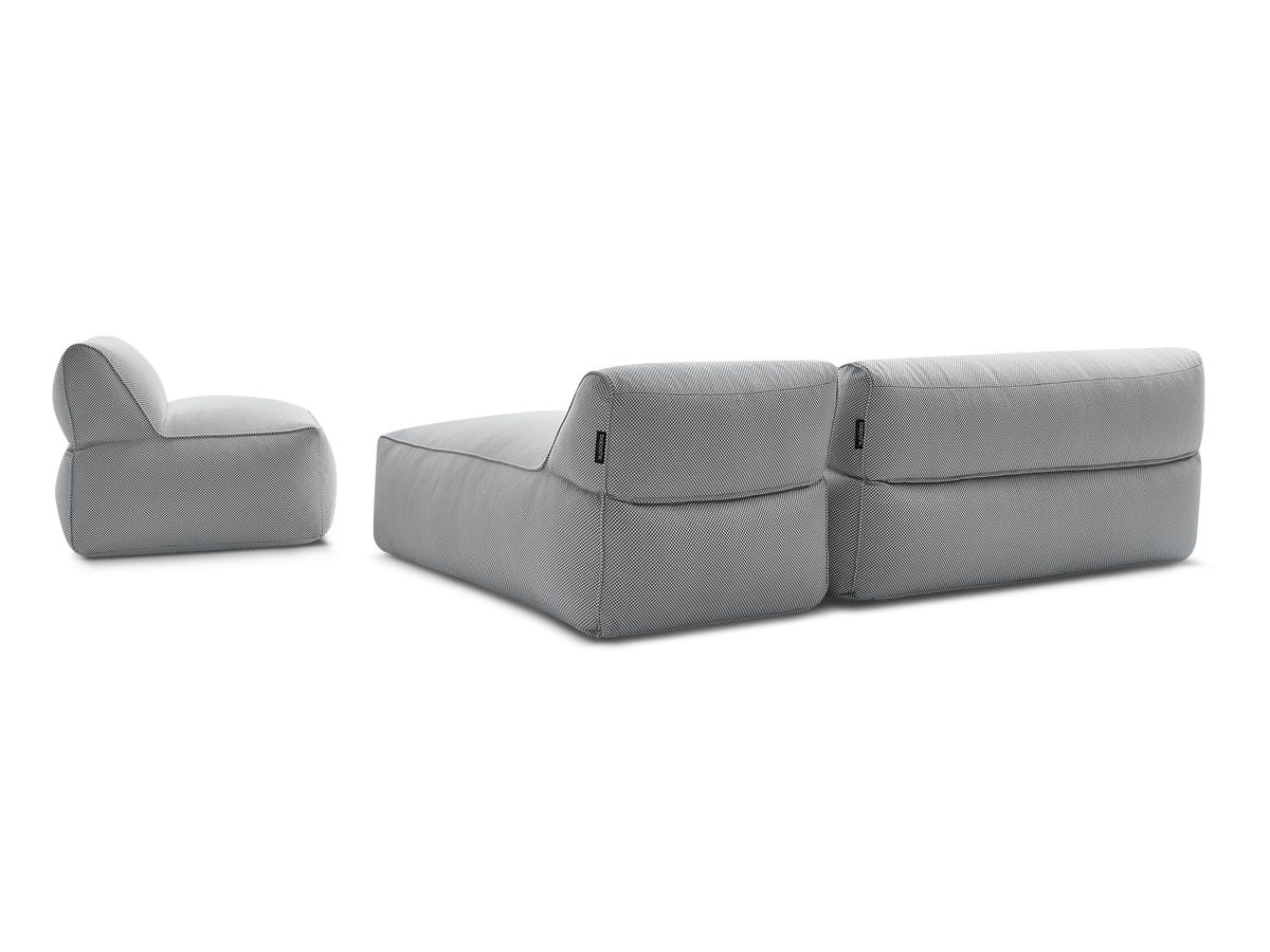 Bobochic Riviera Gartensofa 5-Sitzer mit Pouf Melange-Stoff Hellgrau