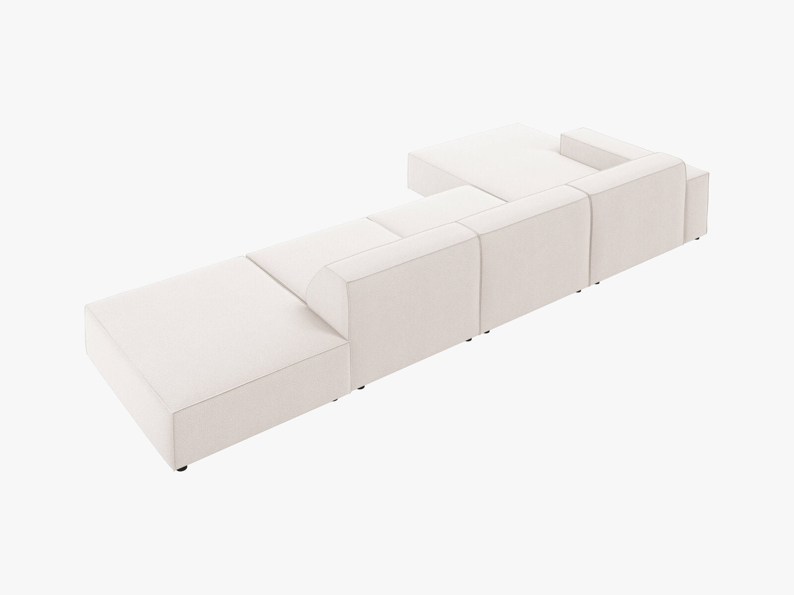 Micadoni Ecksofa Jodie 5-Sitzer Links Strukturierter Stoff Megan Helles Beige