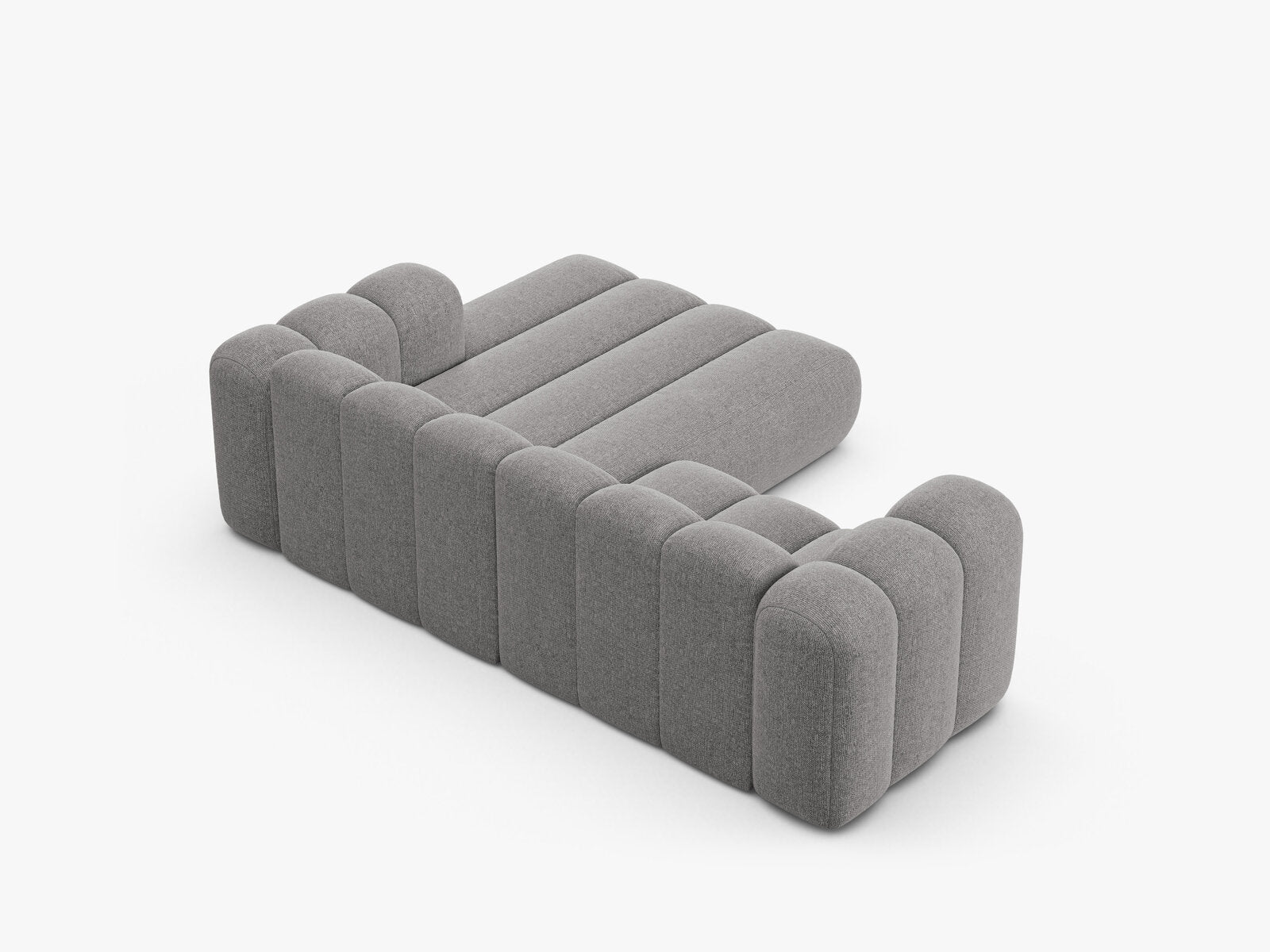Micadoni Modulares Ecksofa Lupine 3-Sitzer Rechts Chenille Eden Hellgrau