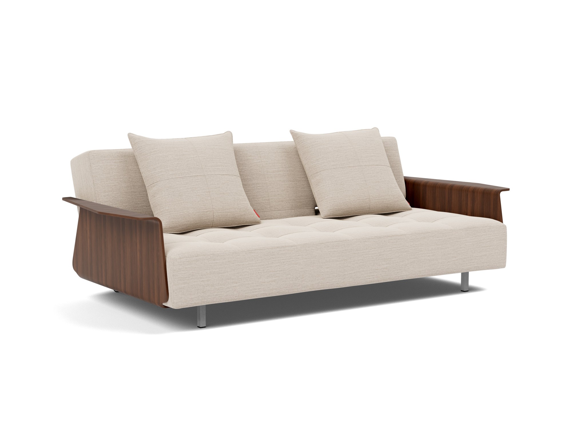 Schlafsofa Long Horn D.E.L. mit Armlehnen Webstoff Blida 612-Sand-Grey