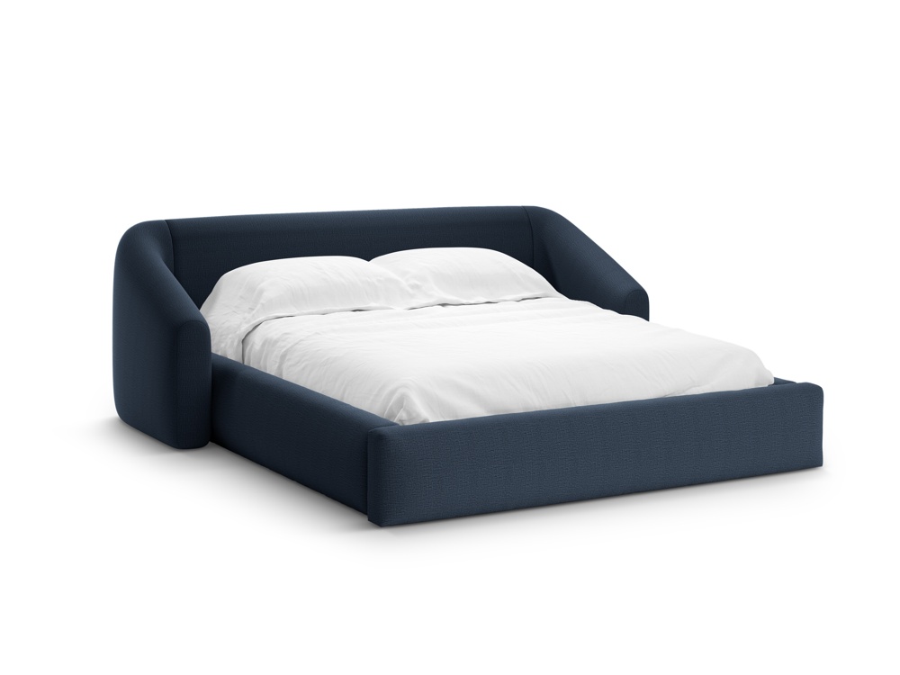Cosmopolitan Design Stauraumbett mit Kopfteil Campi 160x200 Strukturierter Stoff Moly Königsblau