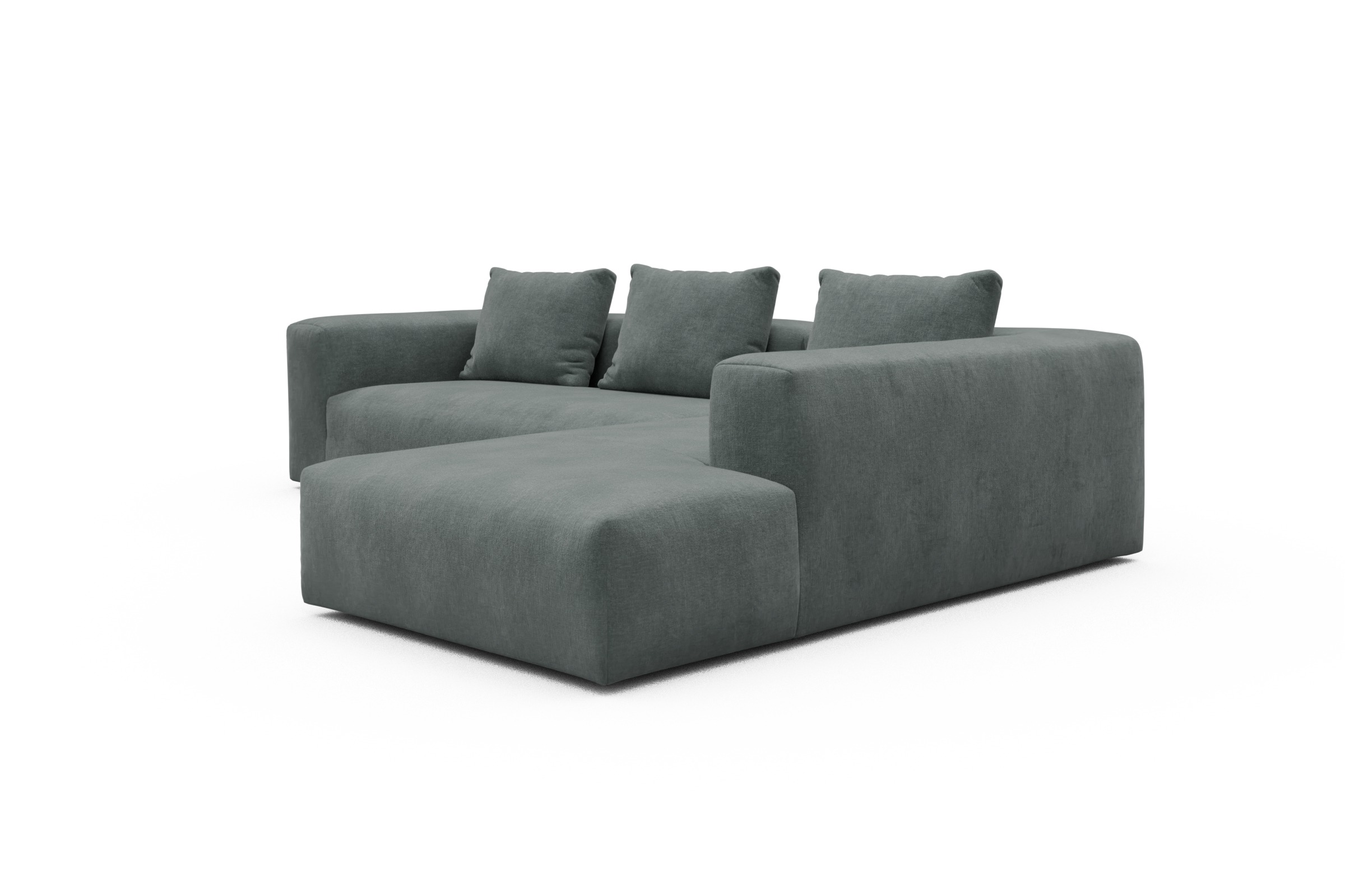 Ecksofa Fred Relax-Ecke rechts mit 2,5-Sitzer Smooth-Silver-Grey