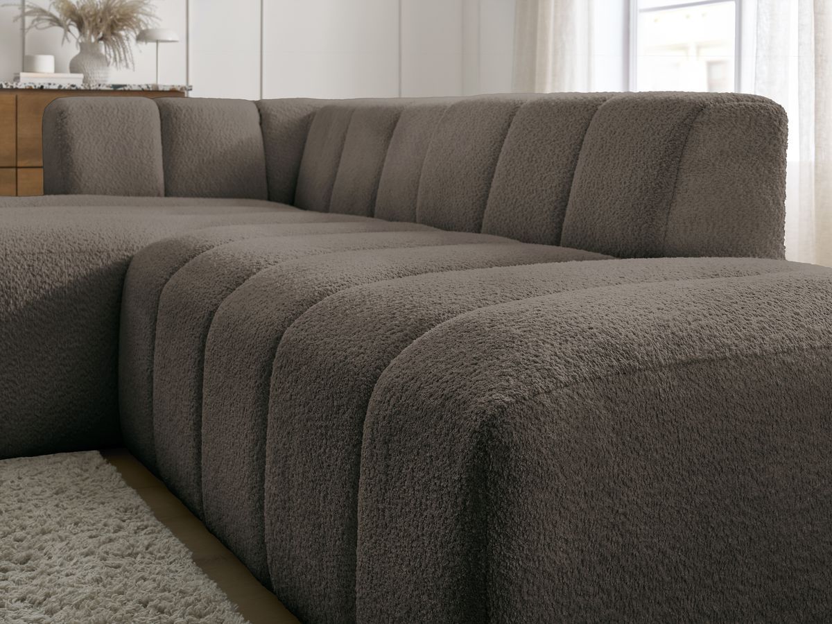 Bobochic Annecy Ecksofa Bouclé-Stoff Braun Ecke links