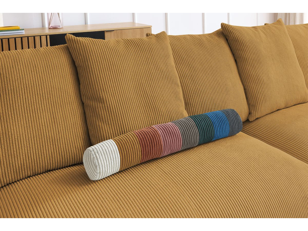 Bobochic Voltaire Ecksofa mit Pouf 322 × 268 cm Cordsamt Gelb Ecke links