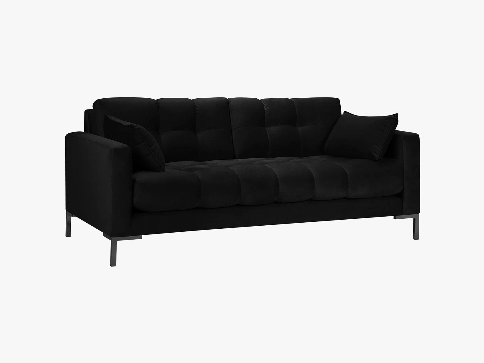 Micadoni Sofa Mamaia 2-Sitzer Samt Bluvel Schwarz schwarze Beine
