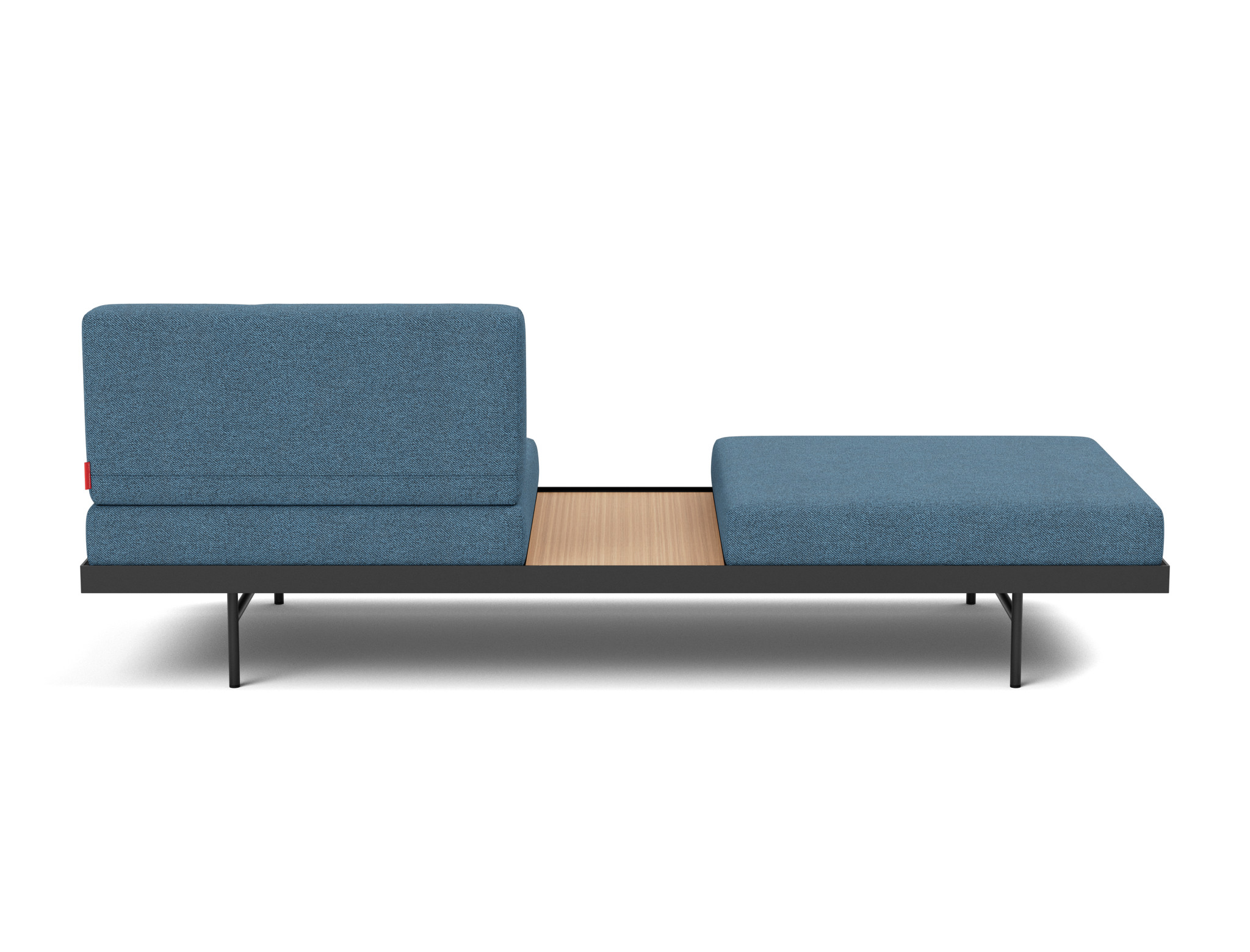 Tagesbett Puri Strukturierter Stoff Weda 302-Weda-Blue Beine mit Eichentisch