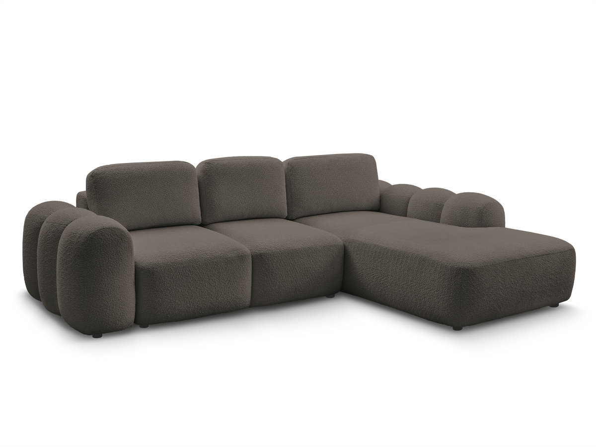 Bobochic Montaigne Ecksofa mit Schlaffunktion und Bettkasten 288 × 196 cm Bouclé-Stoff Braun Ecke rechts