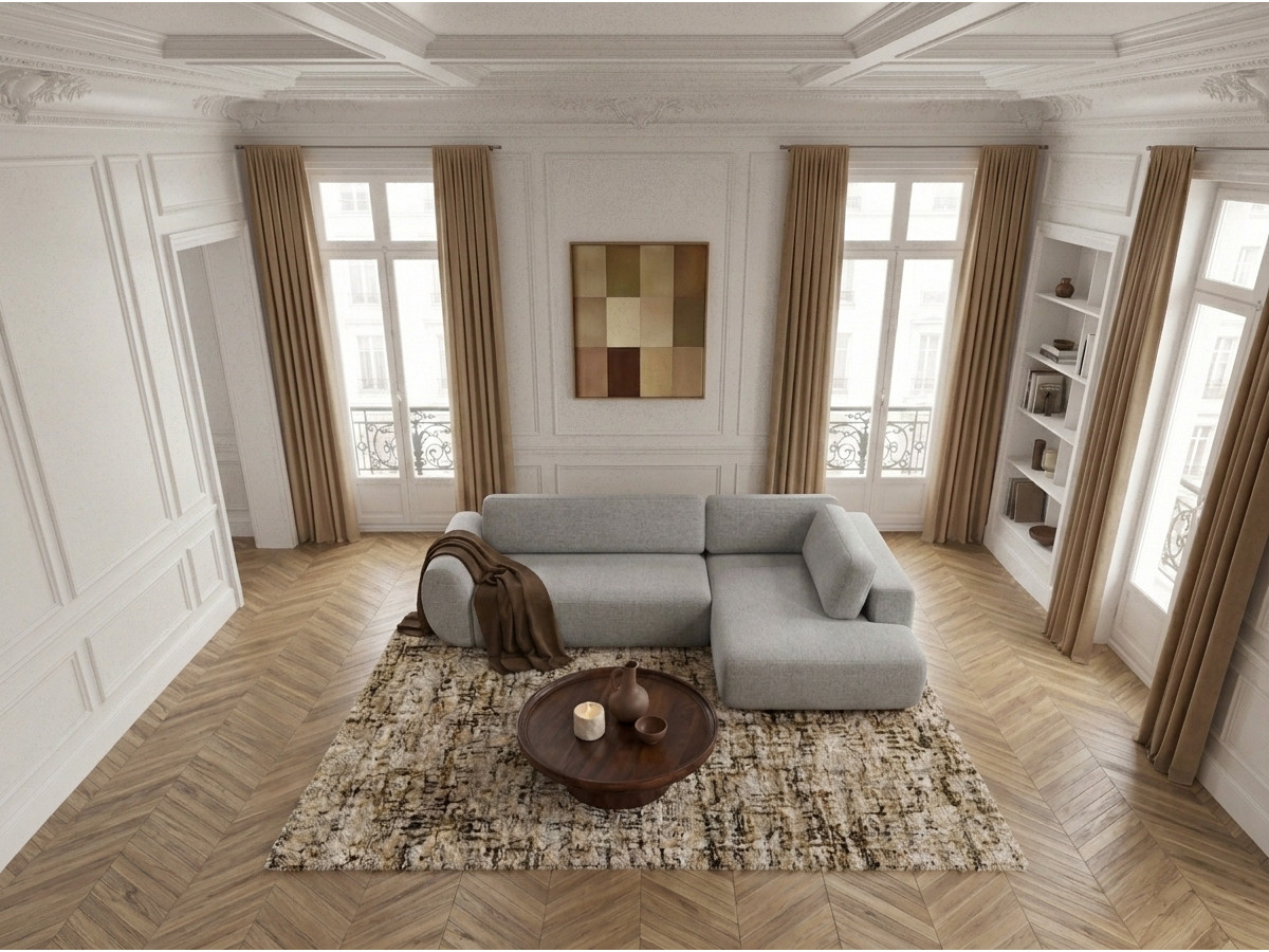 Bobochic Denise Ecksofa mit Schlaffunktion und Bettkasten 256 × 197 cm Strukturstoff Hellgrau Ecke rechts