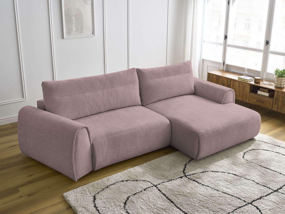 Bobochic Aden Ecksofa 293 × 152 cm Stoff Rosa Ecke rechts
