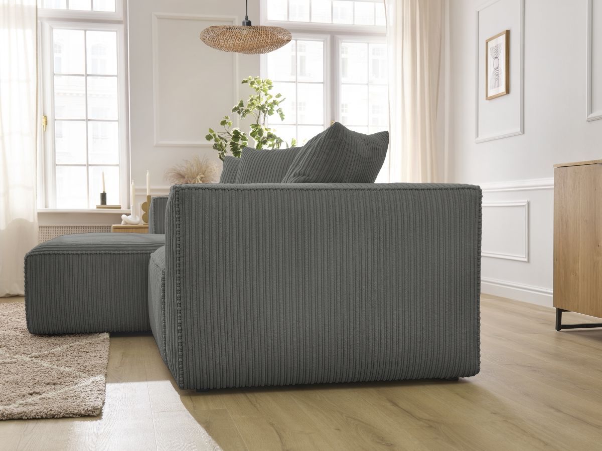 Bobochic Nina Ecksofa Cordsamt Dunkelgrau Ecke links
