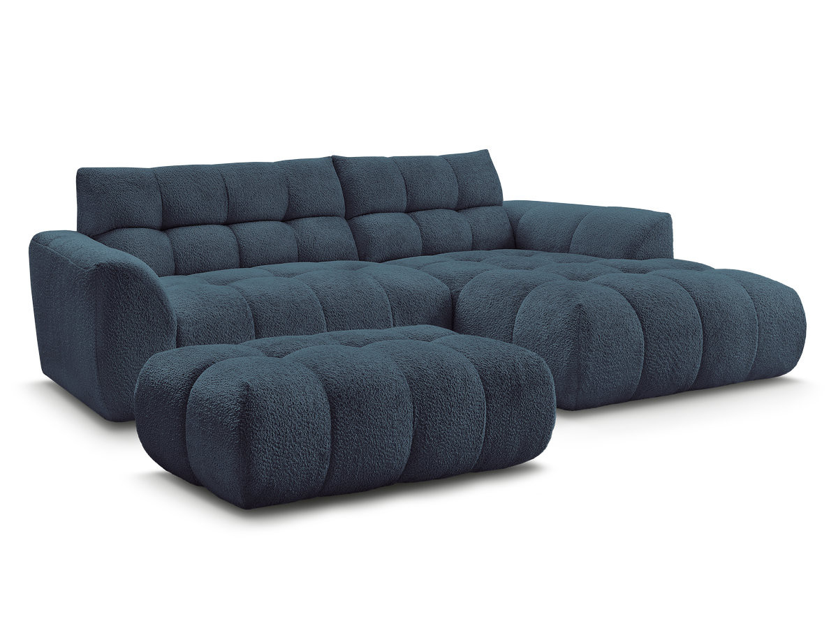 Bobochic Jaya Ecksofa mit Pouf Chenille Hellblau Ecke rechts