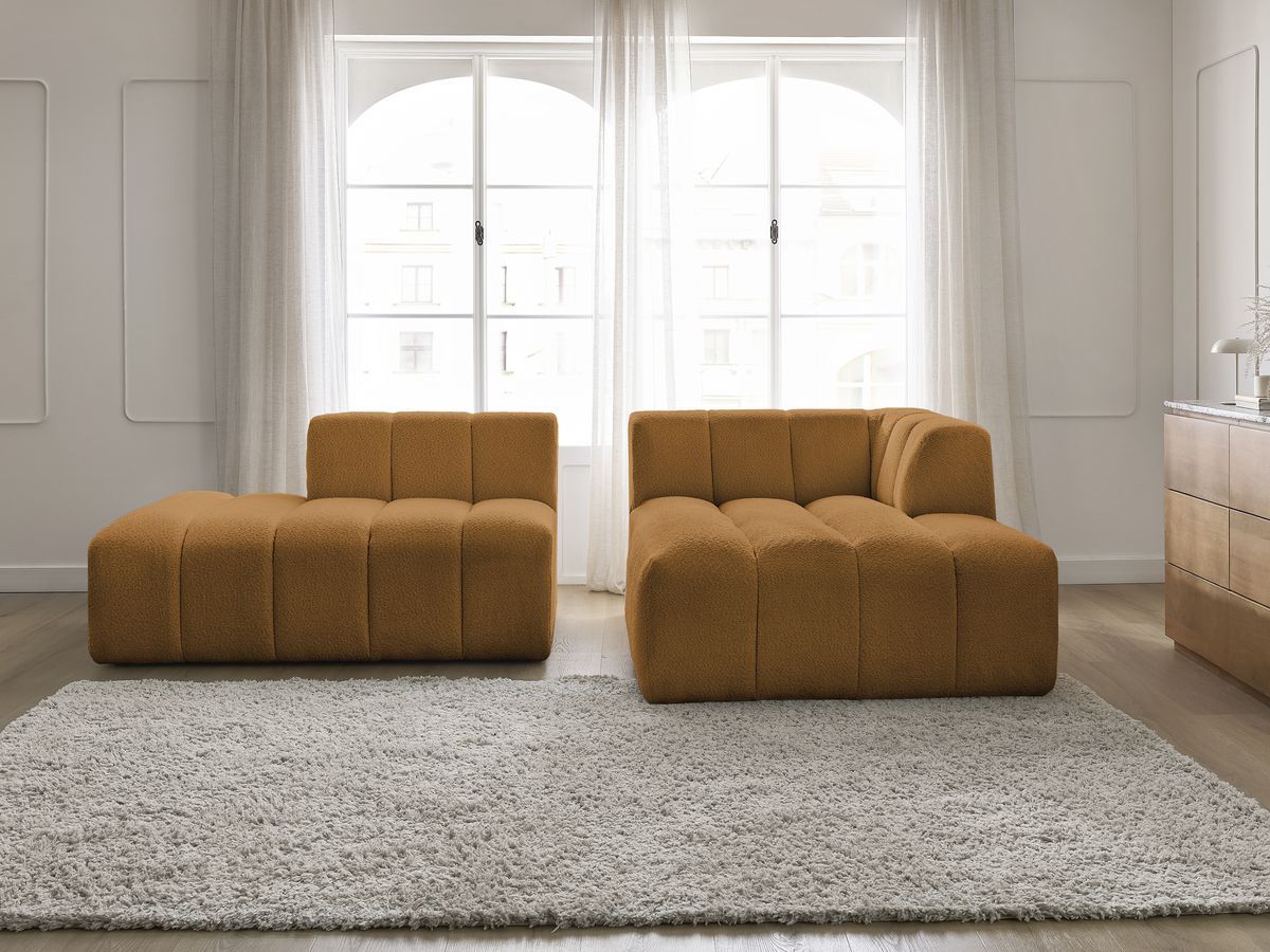 Bobochic Annecy Ecksofa Bouclé-Stoff Gelb Ecke rechts