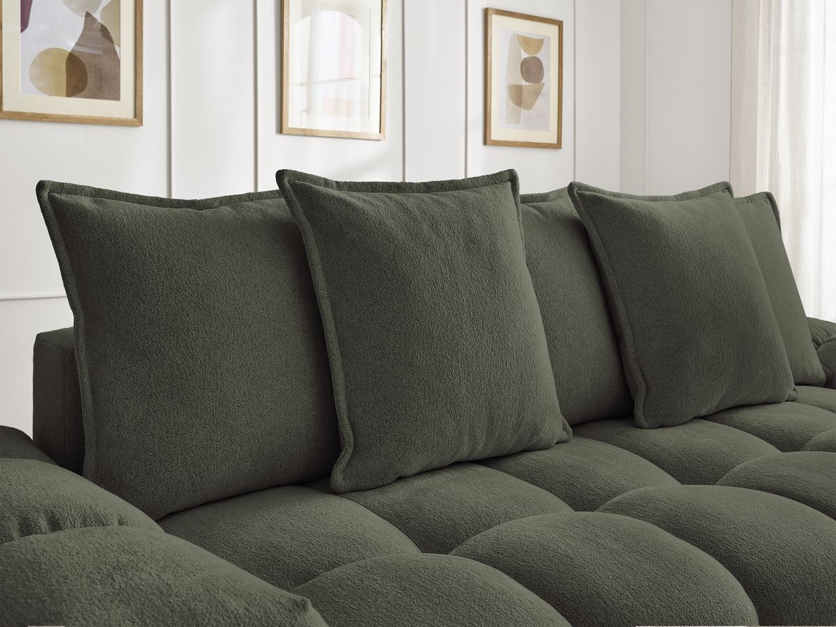 Bobochic Everest Sofa 3-Sitzer, 5 Kissen Melange-Stoff Grün