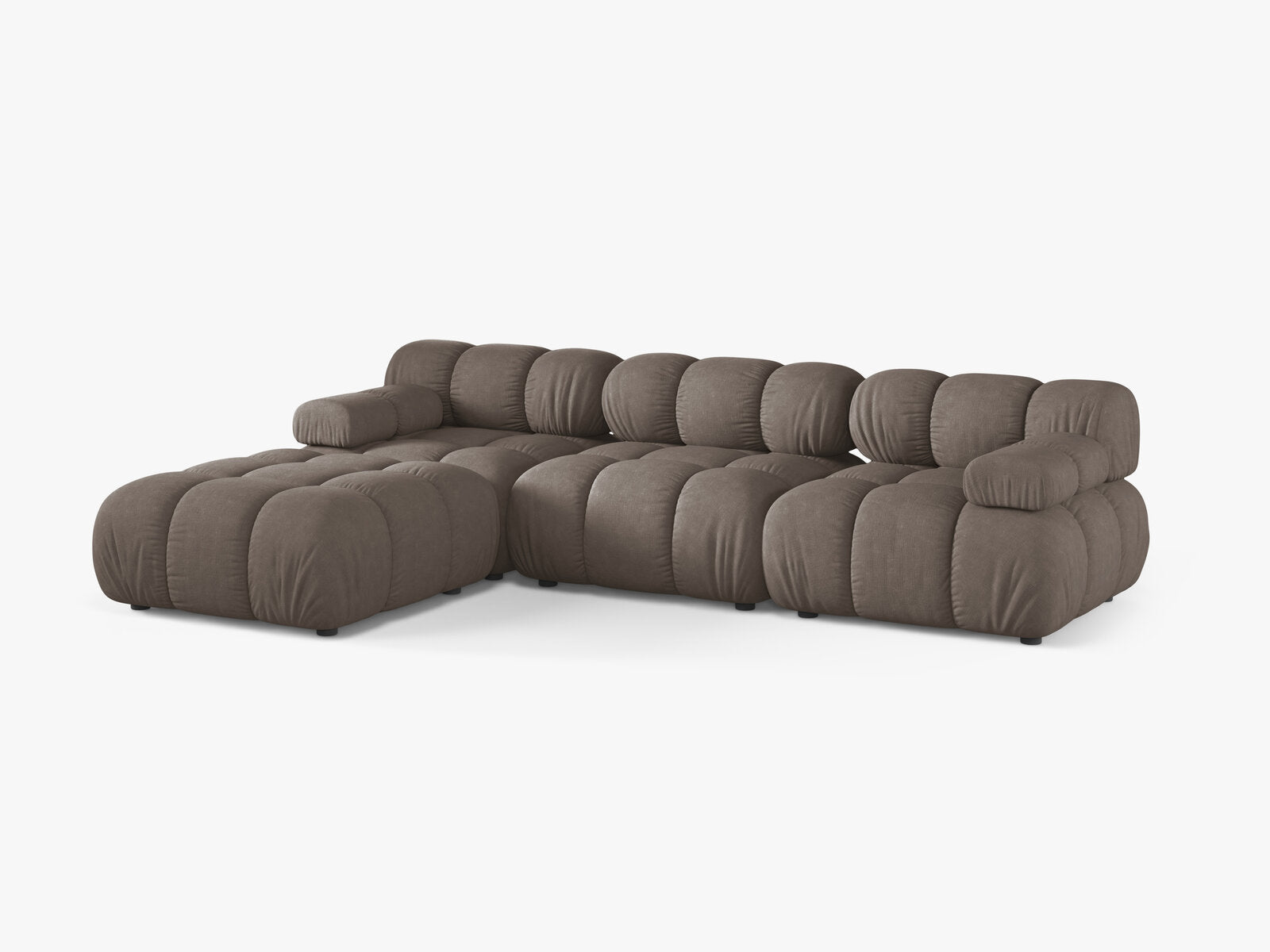 Micadoni Modulares Sofa Bellis 4-Sitzer mit flachem Modul Strukturierter Stoff Liberty Cappuccino