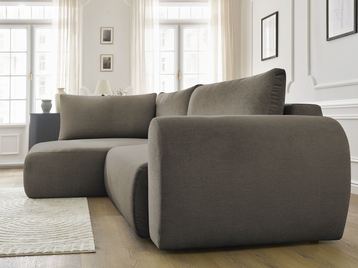 Bobochic Lucien Ecksofa mit Schlaffunktion und Bettkasten 296 × 198 cm Stoff Taupe Ecke links