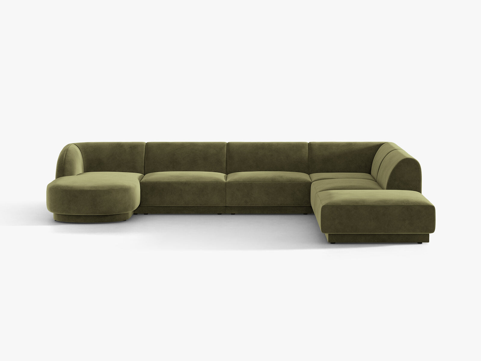 Micadoni Panorama-Ecksofa Miley 6-Sitzer Rechts Samt Bluvel Grün