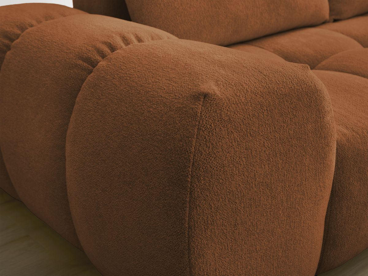 Bobochic Everest Ecksofa mit Schlaffunktion und Bettkasten und Pouf 320 × 212 cm, 5 Kissen Melange-Stoff Orange Ecke rechts