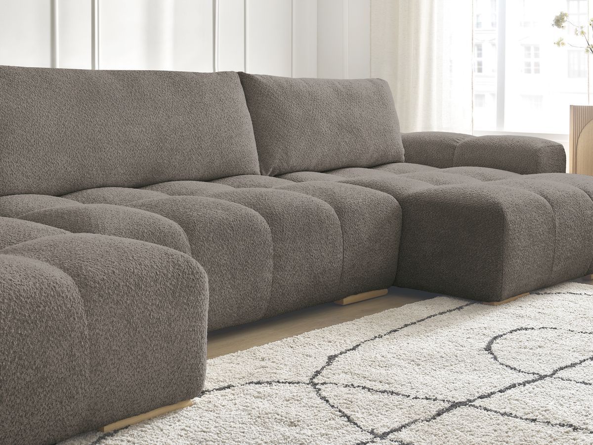 Bobochic Anakin Wohnlandschaft, 3 Kissen Bouclé-Stoff Braun