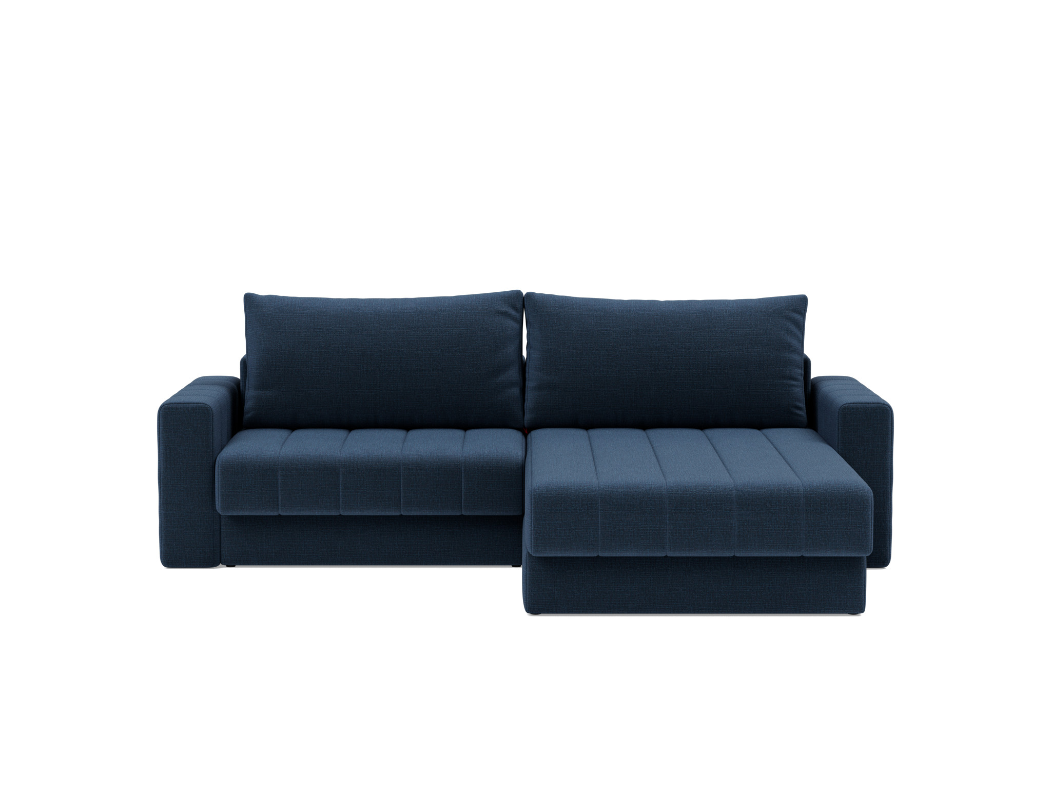 Schlafsofa Akello mit Chaiselongue und Armlehnen Chenille Esina 414-Indigo-Blue