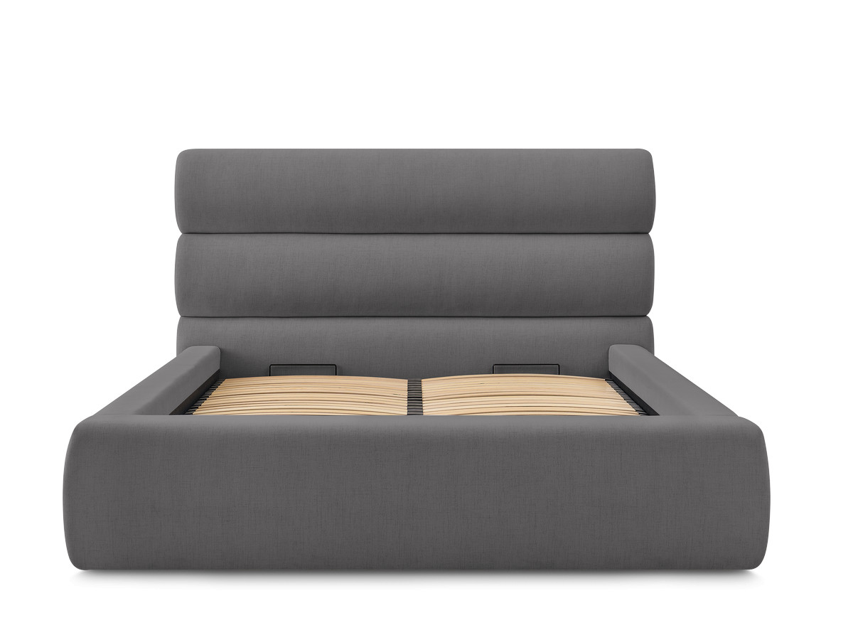 Bobochic Jagna Polsterbett mit Bettkasten Stoff Dunkelgrau, Liegefläche 140 × 190 cm