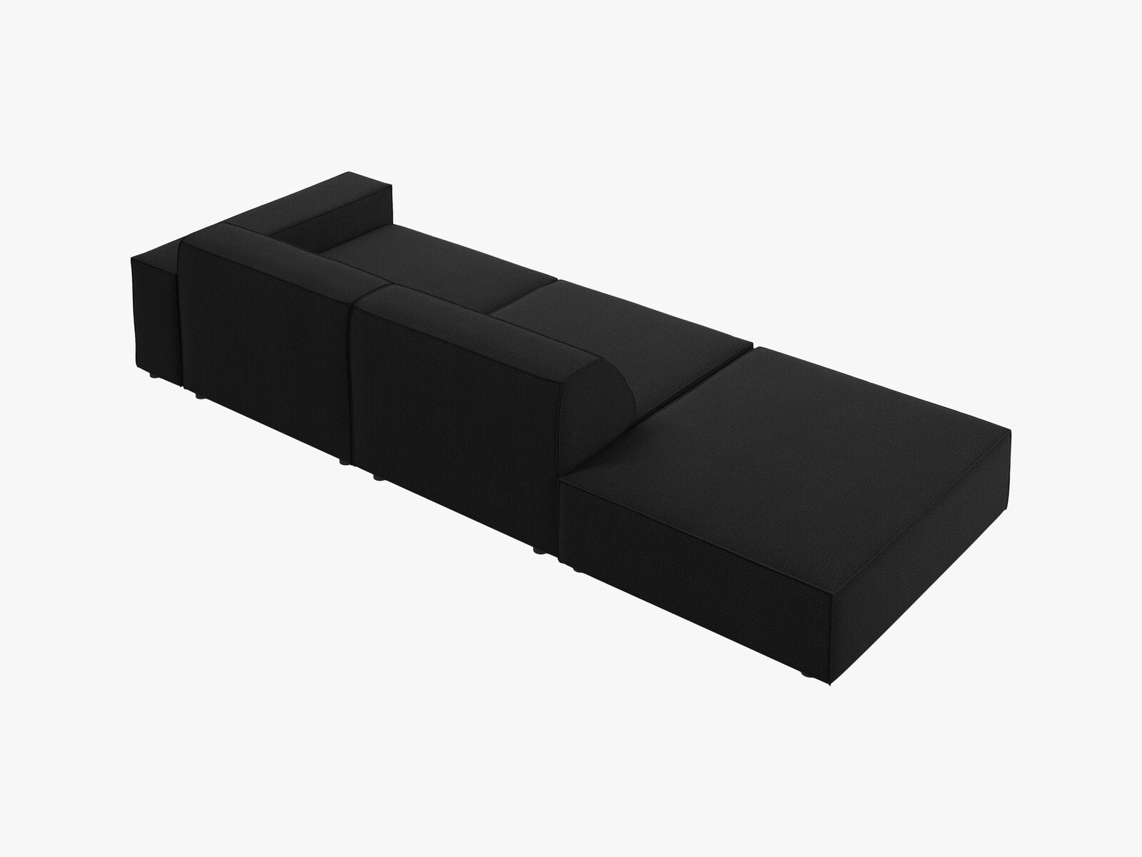 Micadoni Sofa Jodie 3-Sitzer Links Strukturierter Stoff Megan Schwarz