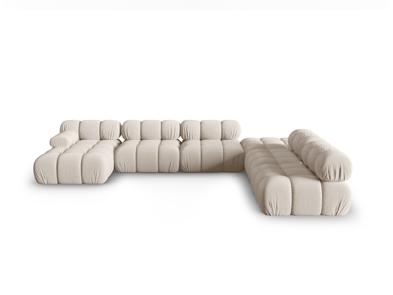 Micadoni Modulares Panorama Ecksofa Bellis 7-Sitzer Rechts 3D-Stoff Sonic Helles Beige
